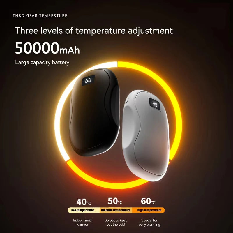 50000mAh Electric Hand Warmer - Portable, Safe, and Durable Winter Essential